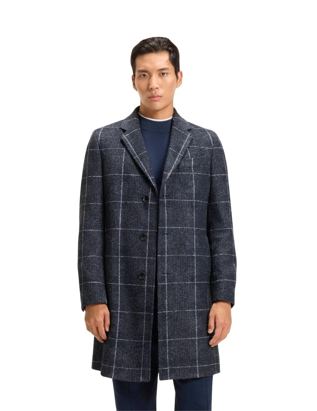 Hugo Boss Abrigo Hyde de cuadros Azul oscuro