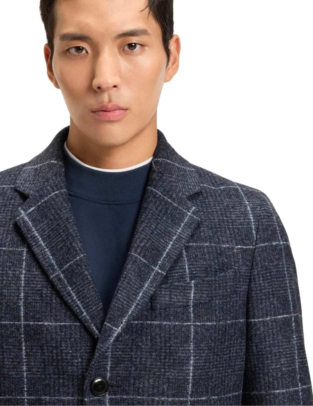 Hugo Boss Abrigo Hyde de cuadros Azul oscuro