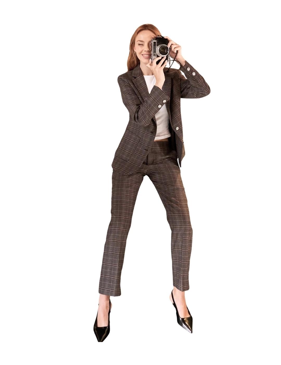 Kleymac Pantalones Check Mod 547 Marrón Chocolate