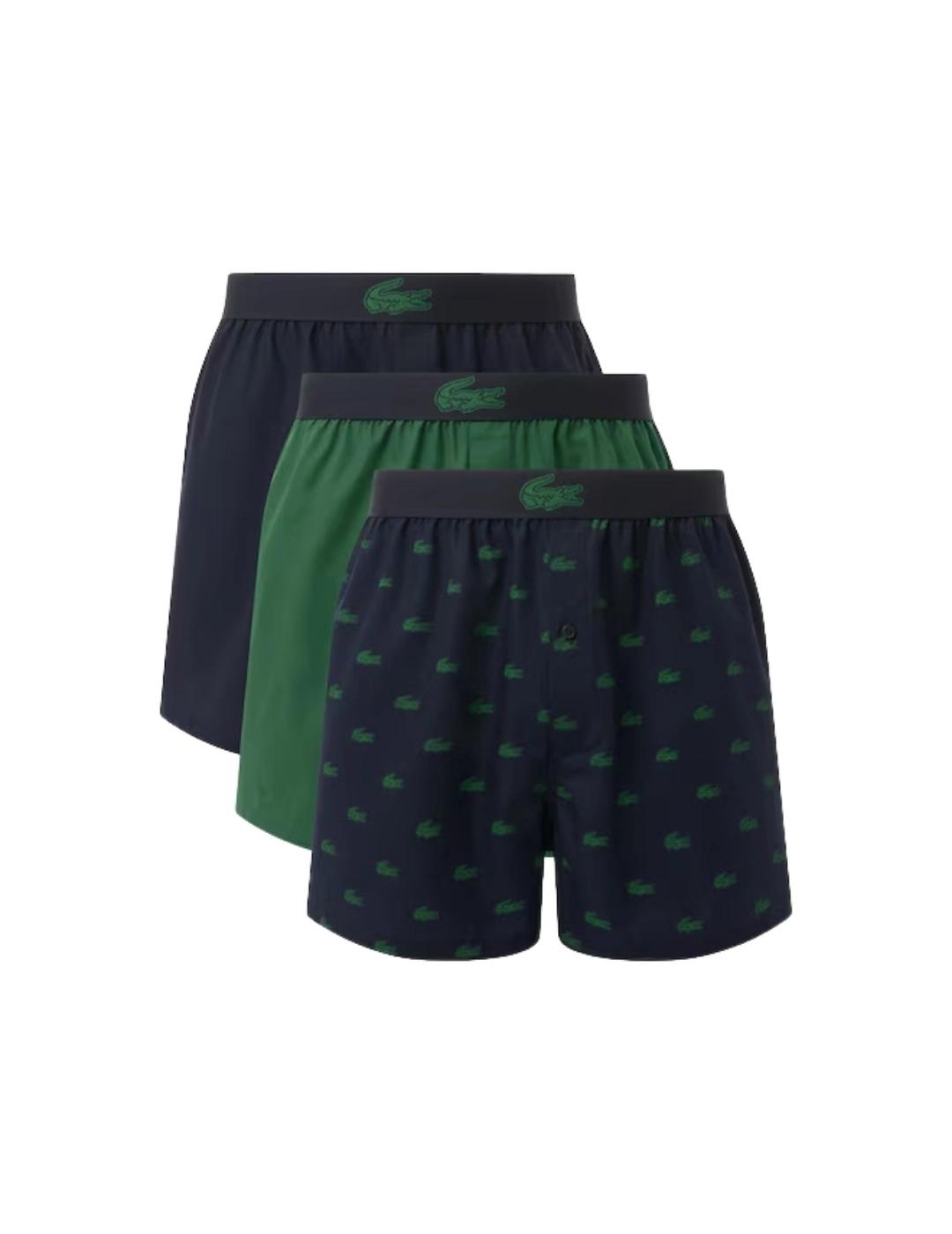 Lacoste Pack de 3 bóxeres de popelín de algodón
