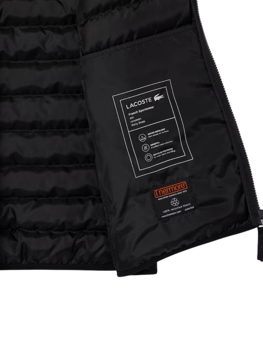 Lacoste Chaleco acolchado hidrófugo Negro
