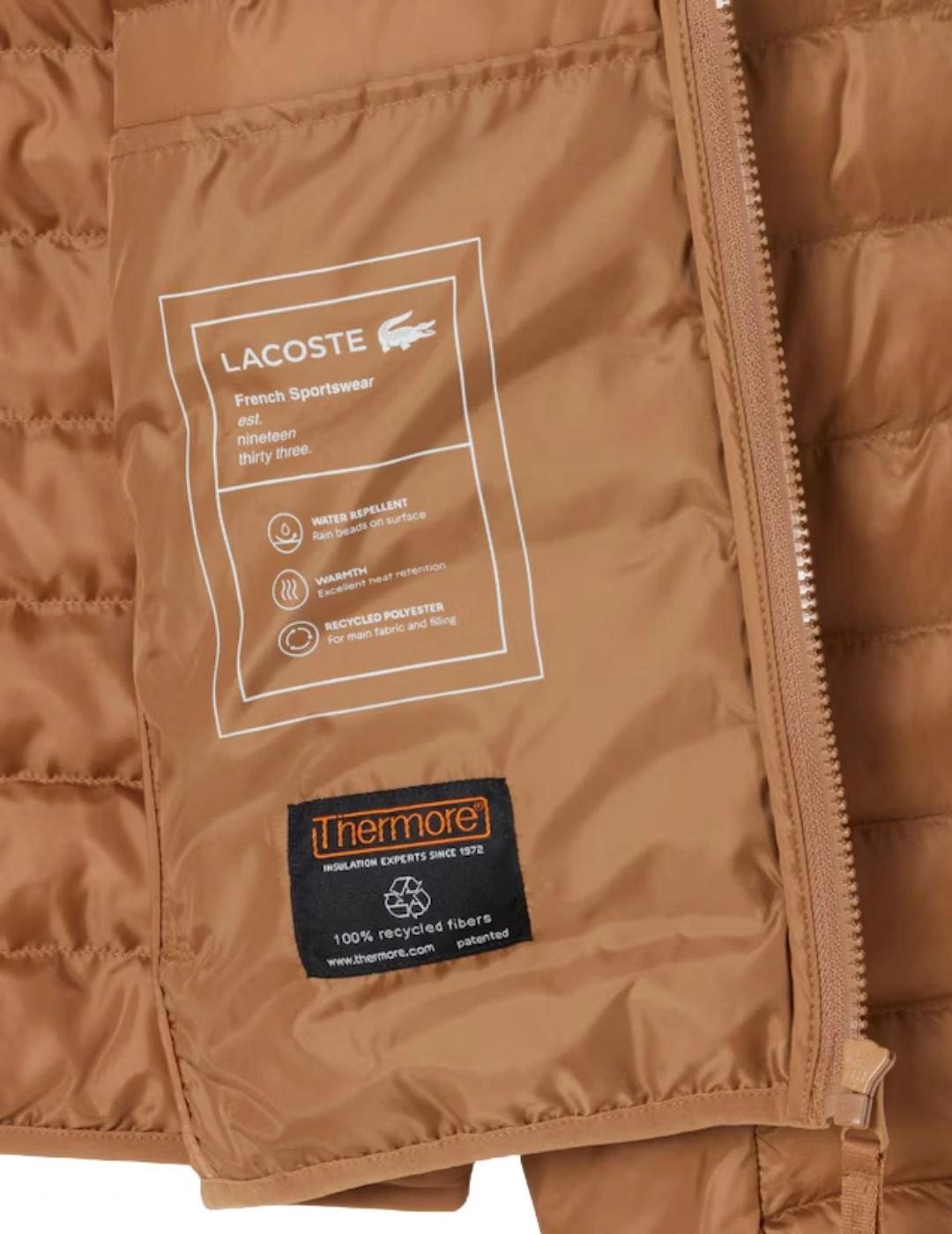 Lacoste Chaqueta acolchada hidrófuga Marrón