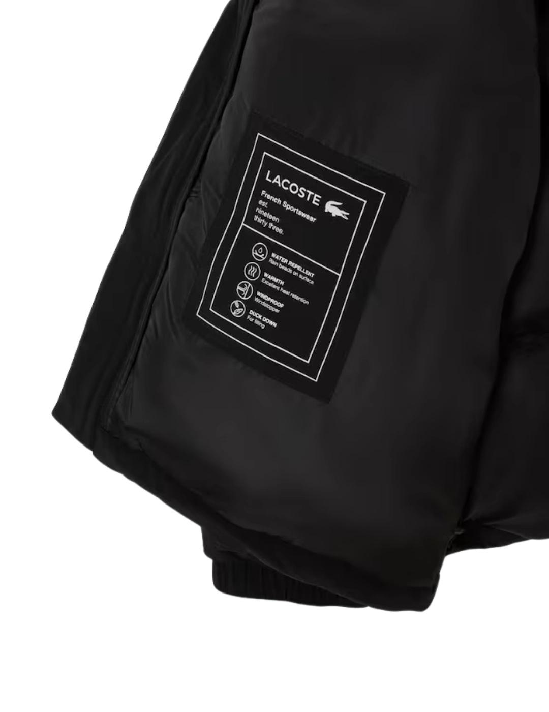 Lacoste Chaqueta acolchada con capucha Negra