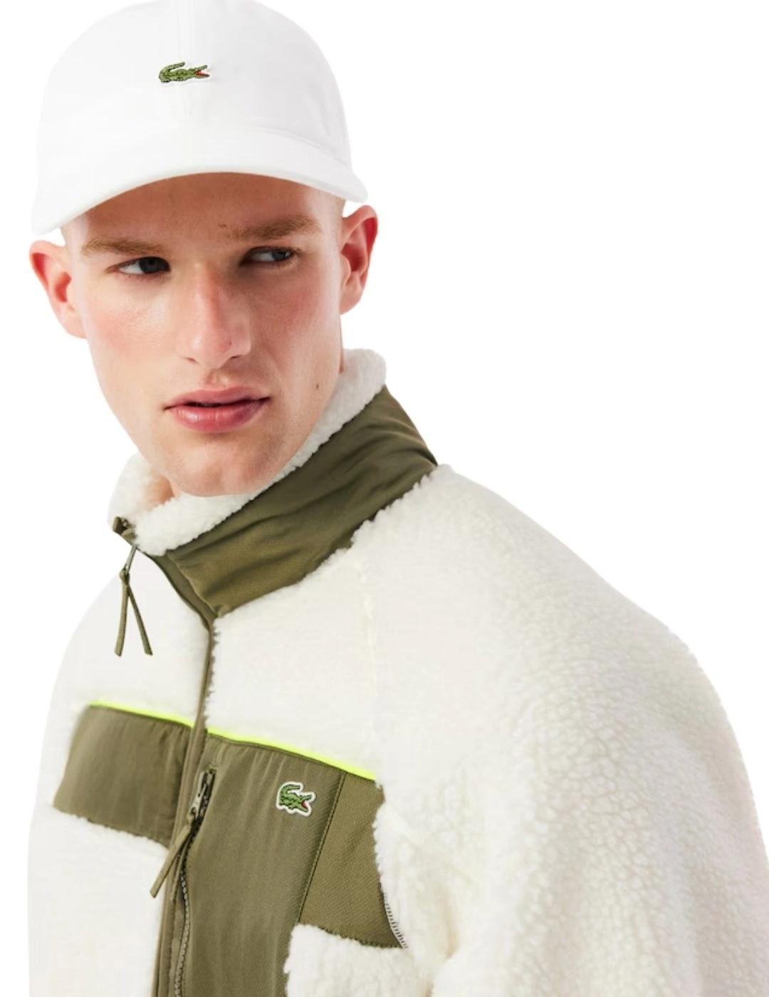 Lacoste Chaqueta de borreguillo Blanca y verde