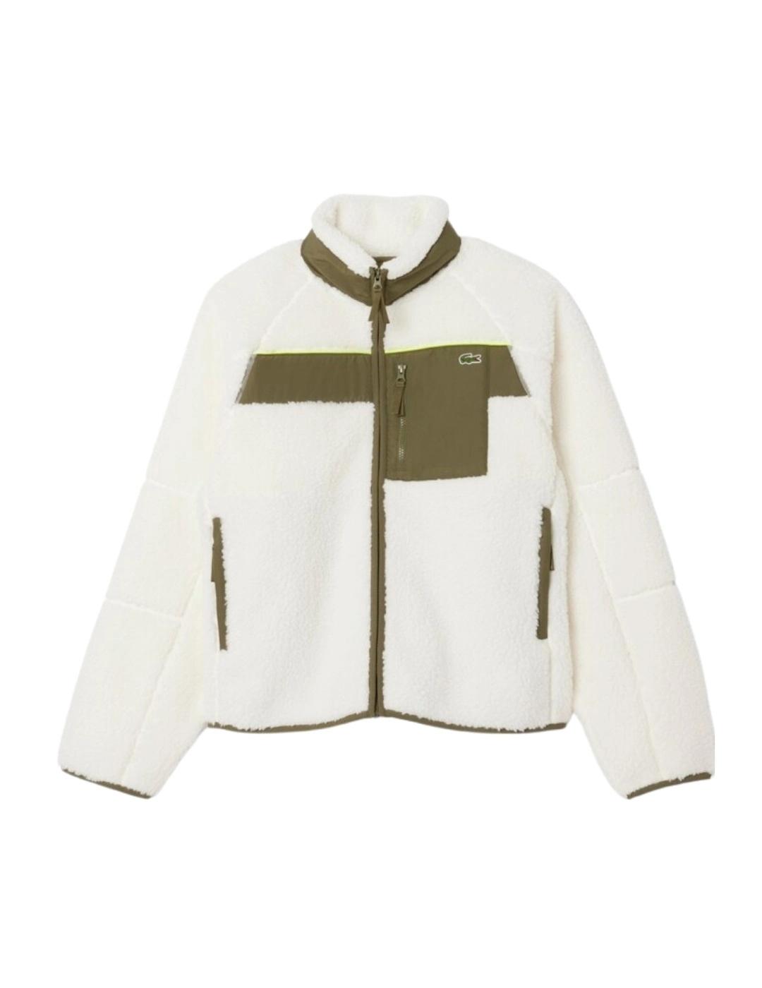 Lacoste Chaqueta de borreguillo Blanca y verde