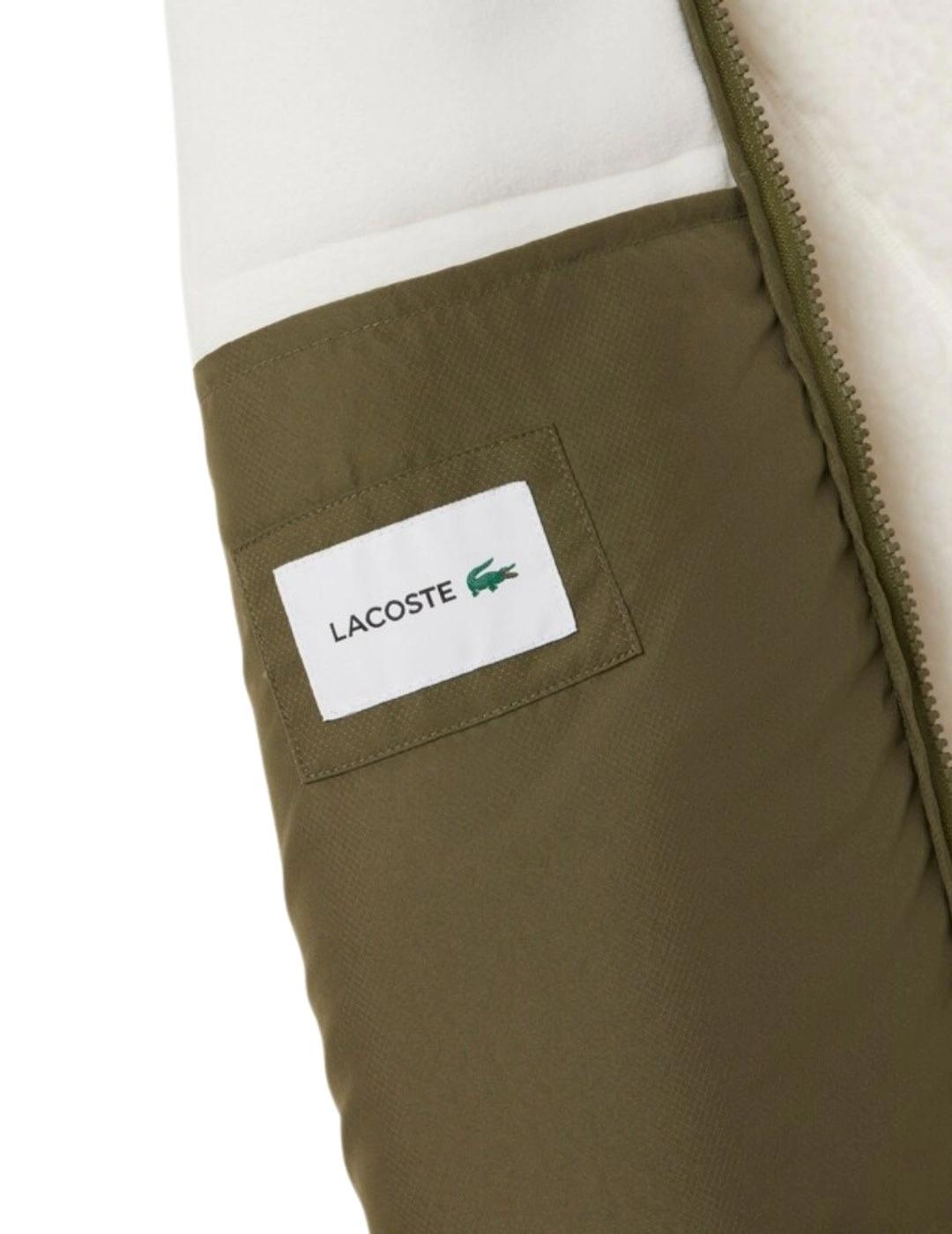 Lacoste Chaqueta de borreguillo Blanca y verde