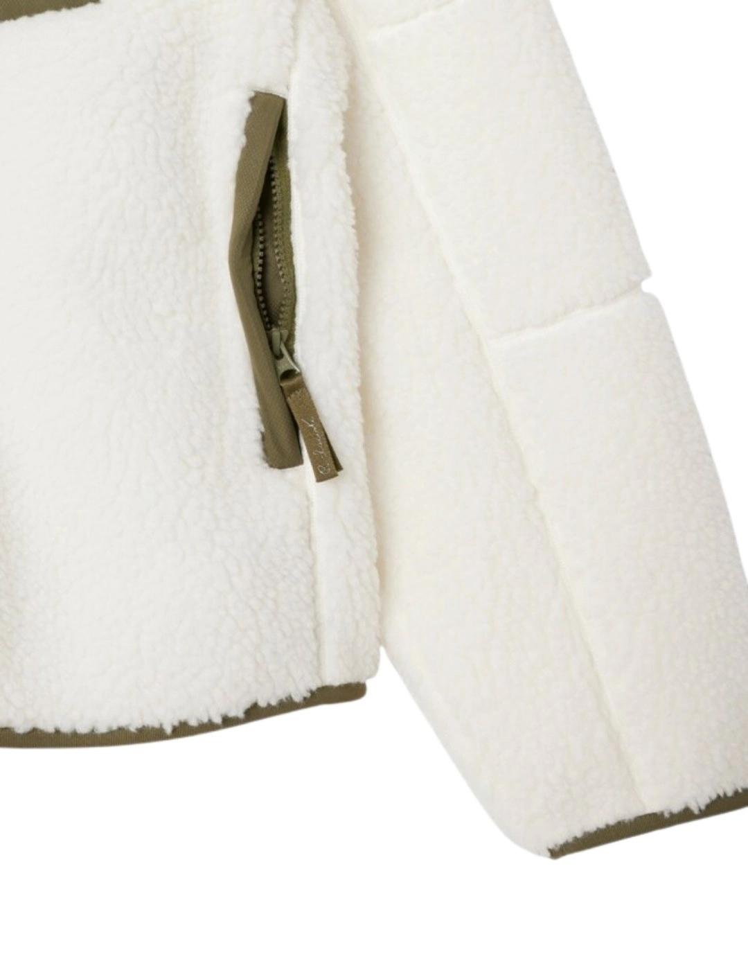 Lacoste Chaqueta de borreguillo Blanca y verde