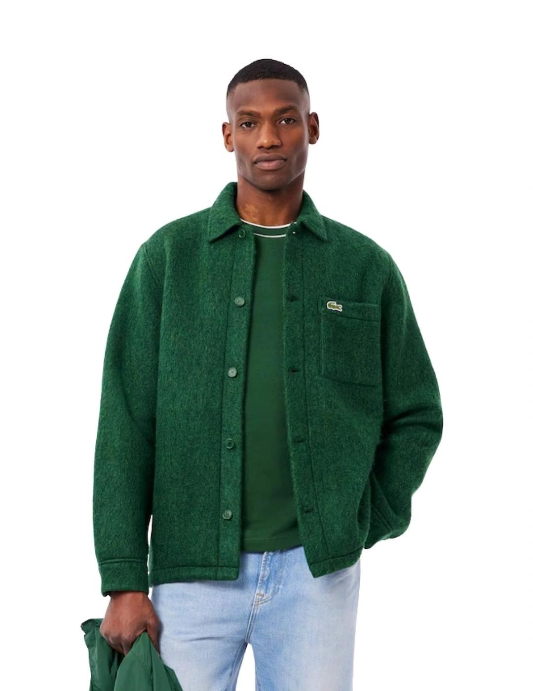 Lacoste Sobrecamisa de paño mezcla lana Verde