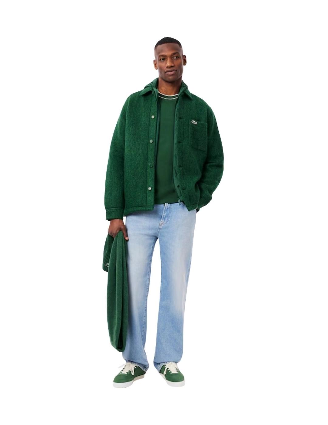 Lacoste Sobrecamisa de paño mezcla lana Verde