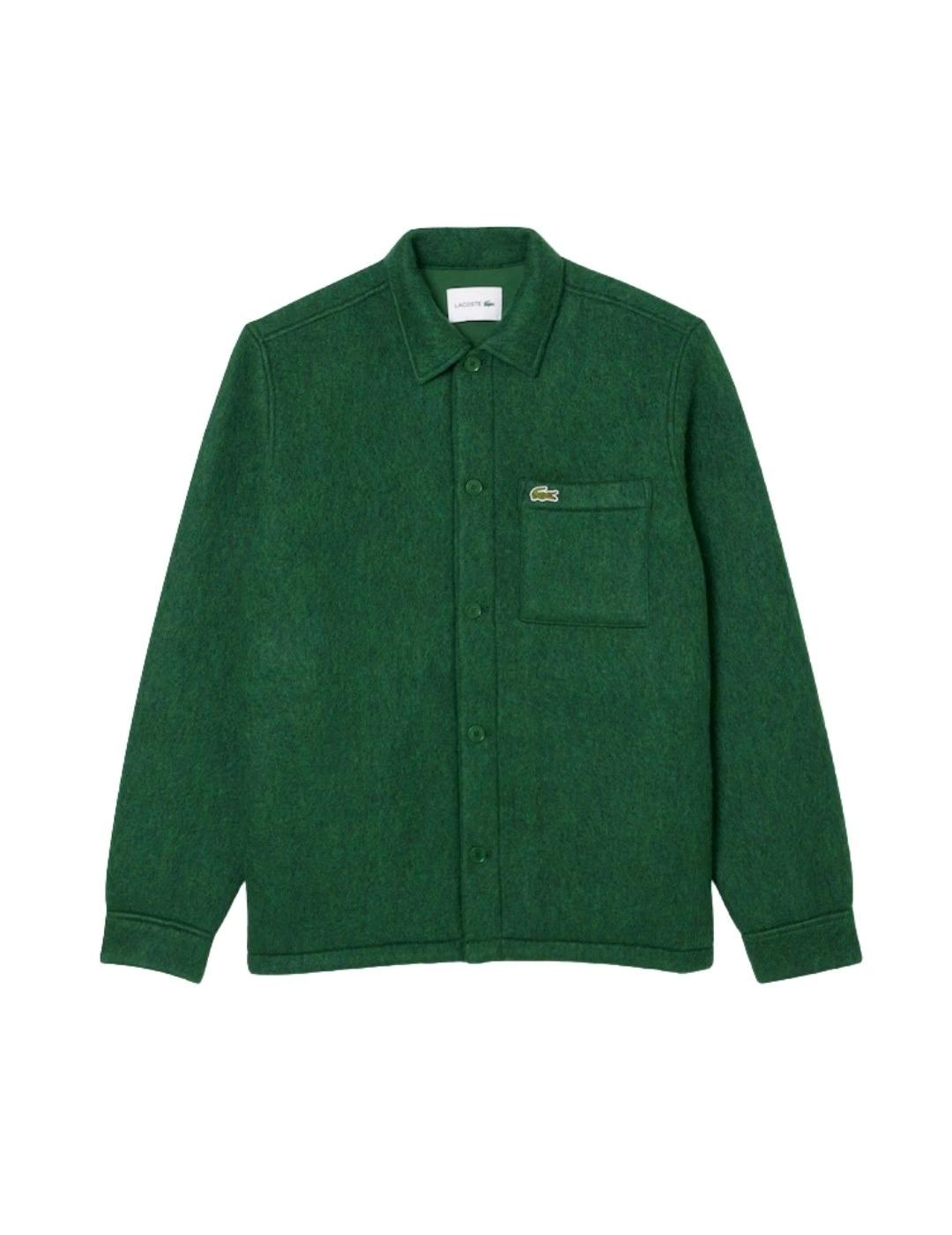 Lacoste Sobrecamisa de paño mezcla lana Verde