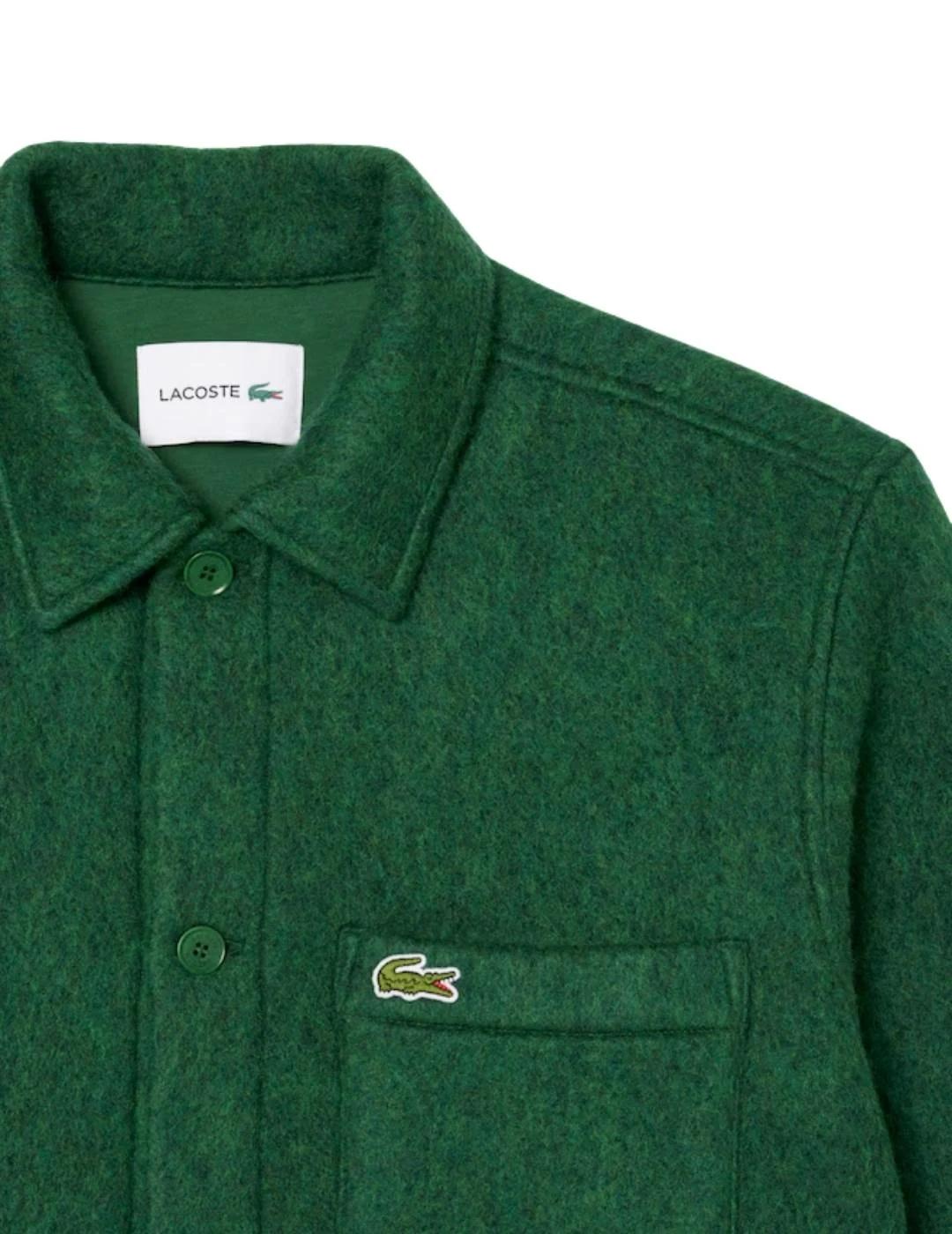 Lacoste Sobrecamisa de paño mezcla lana Verde