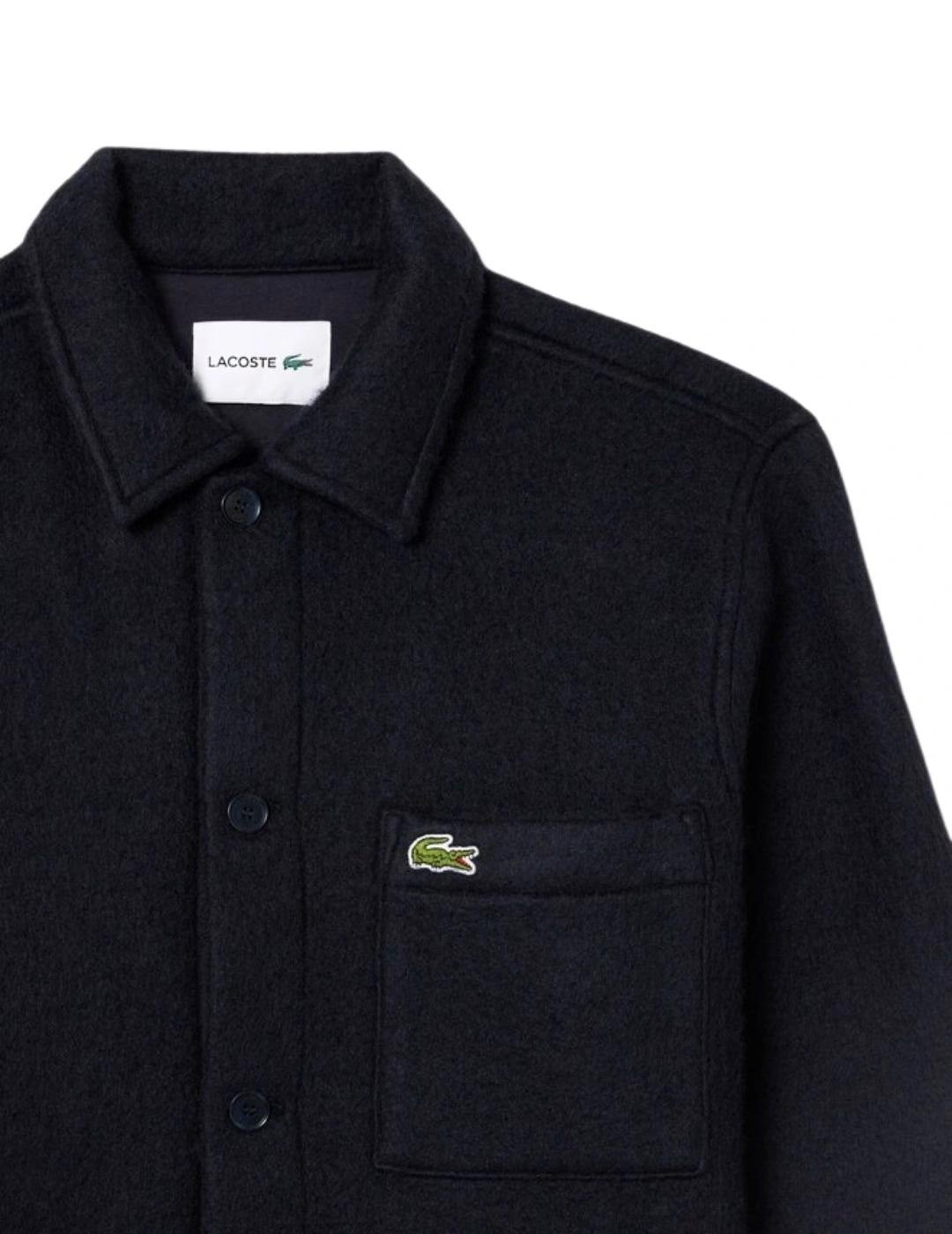 Lacoste Sobrecamisa de paño mezcla de lana Marino