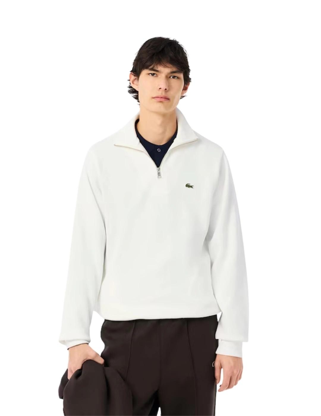 Lacoste Sudadera cuello alto y cremallera Blanca