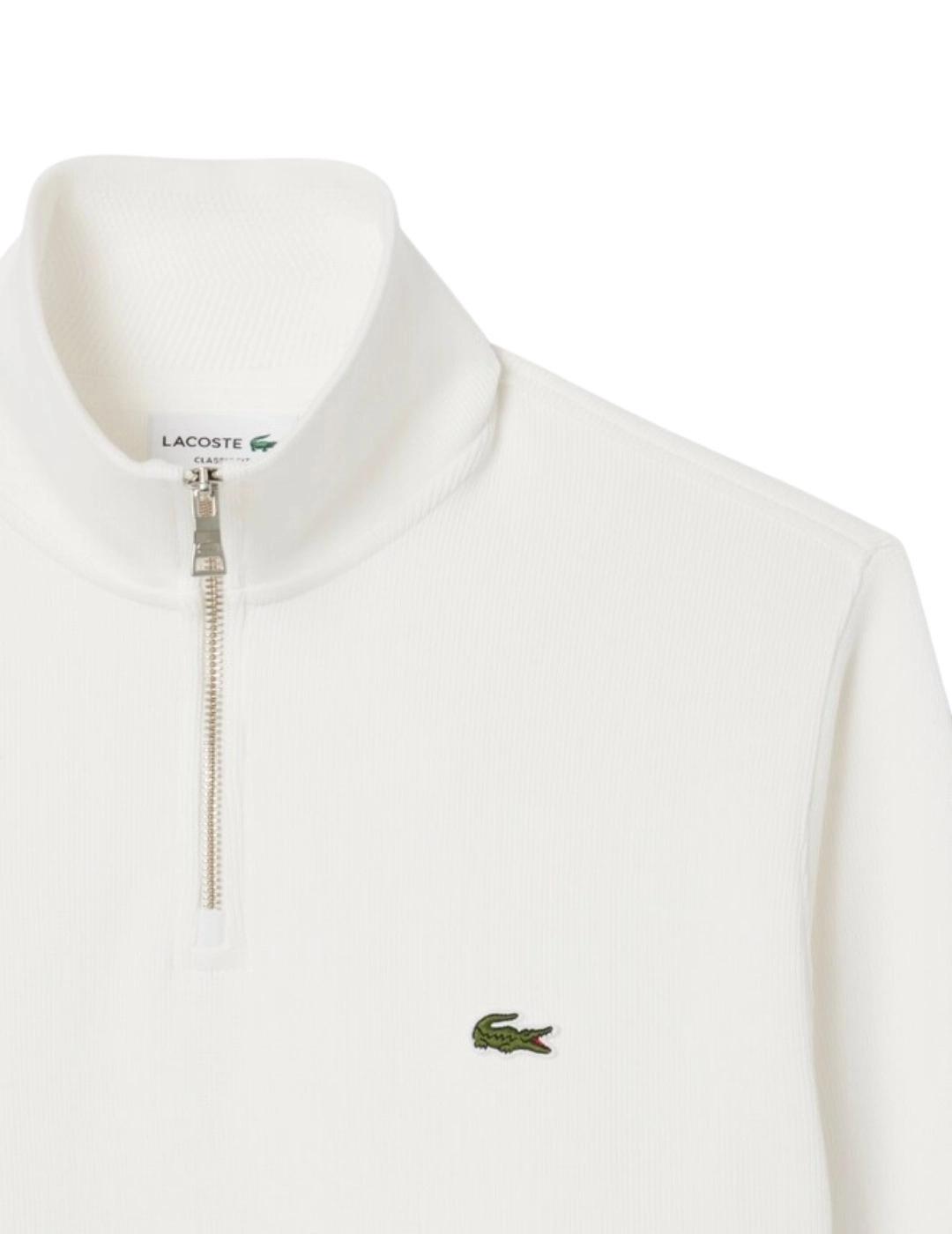 Lacoste Sudadera cuello alto y cremallera Blanca