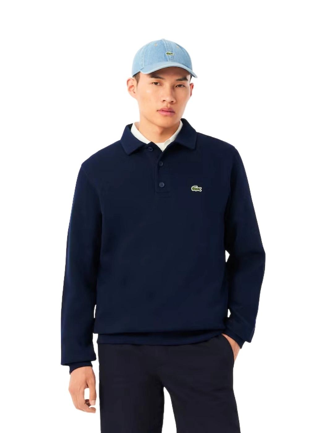 Lacoste Sudadera cuello polo canalé de algodón