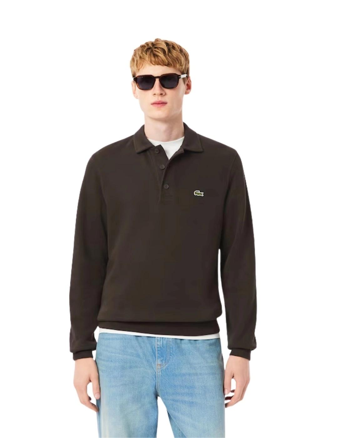 Lacoste Sudadera cuello polo canalé de algodón