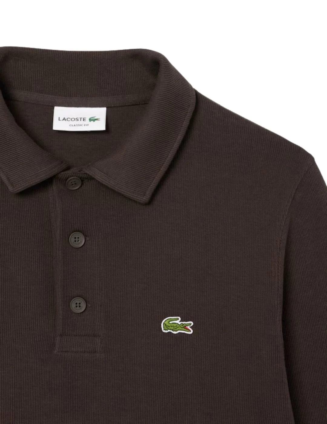 Lacoste Sudadera cuello polo canalé de algodón