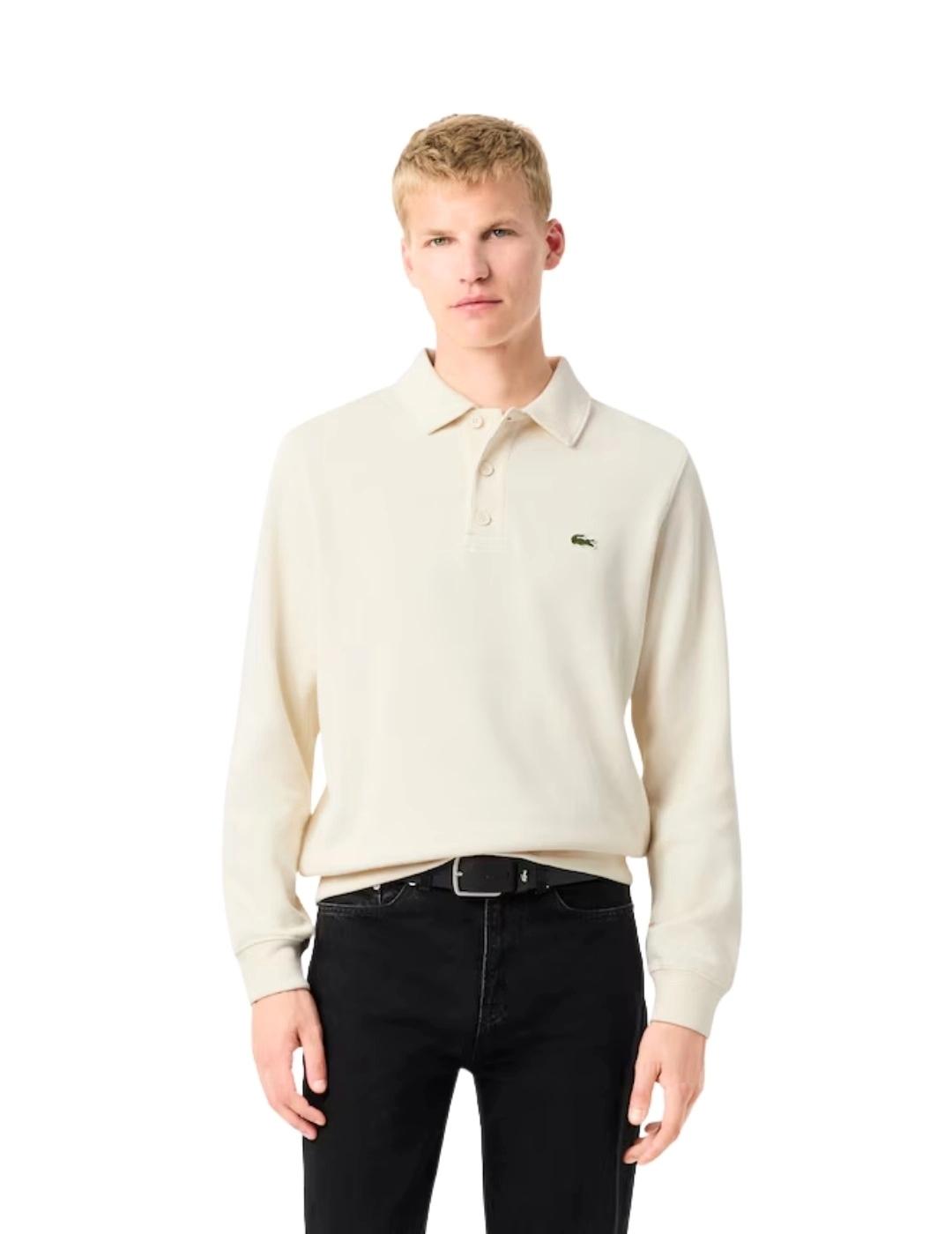 Lacoste Sudadera cuello polo canalé de algodón