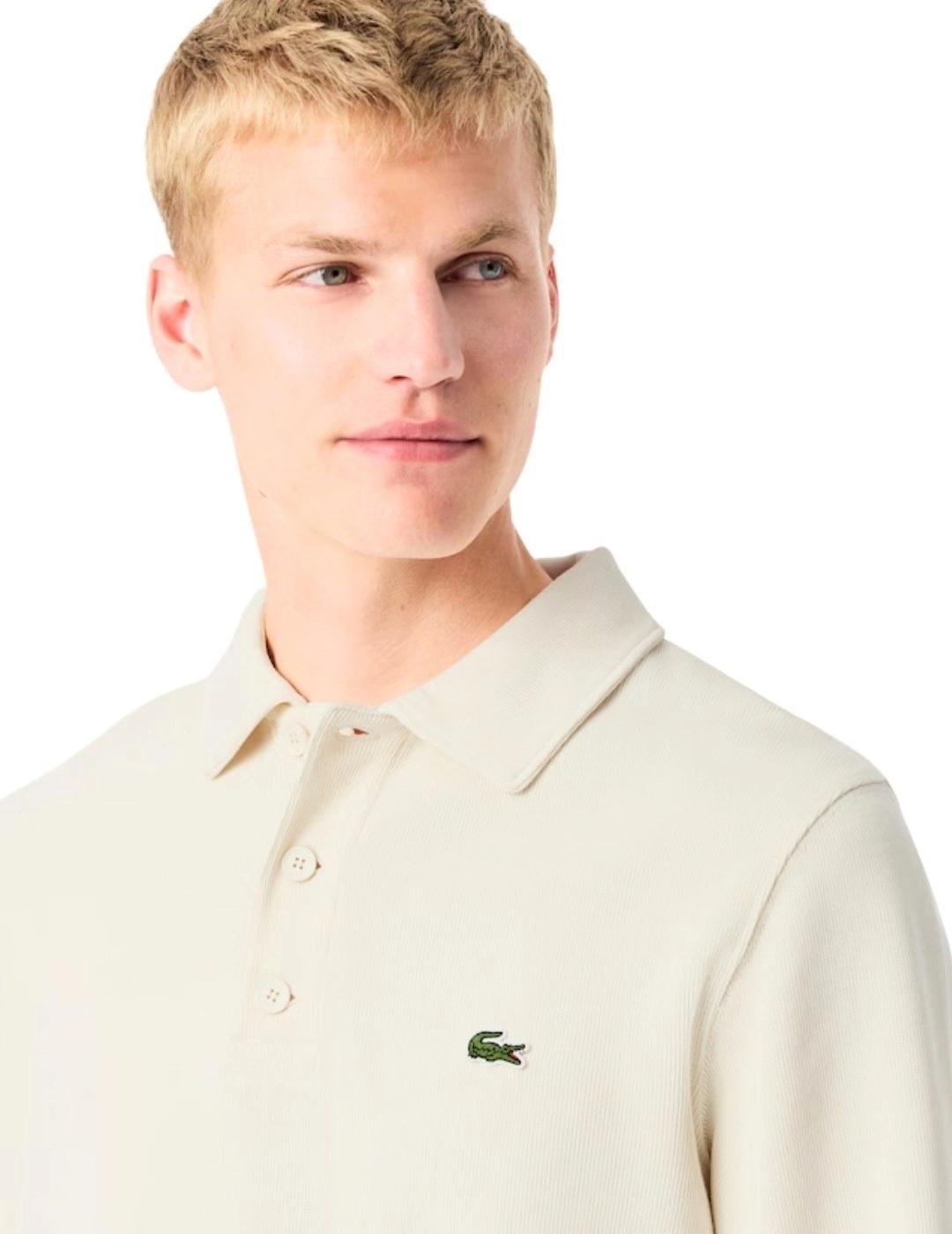 Lacoste Sudadera cuello polo canalé de algodón
