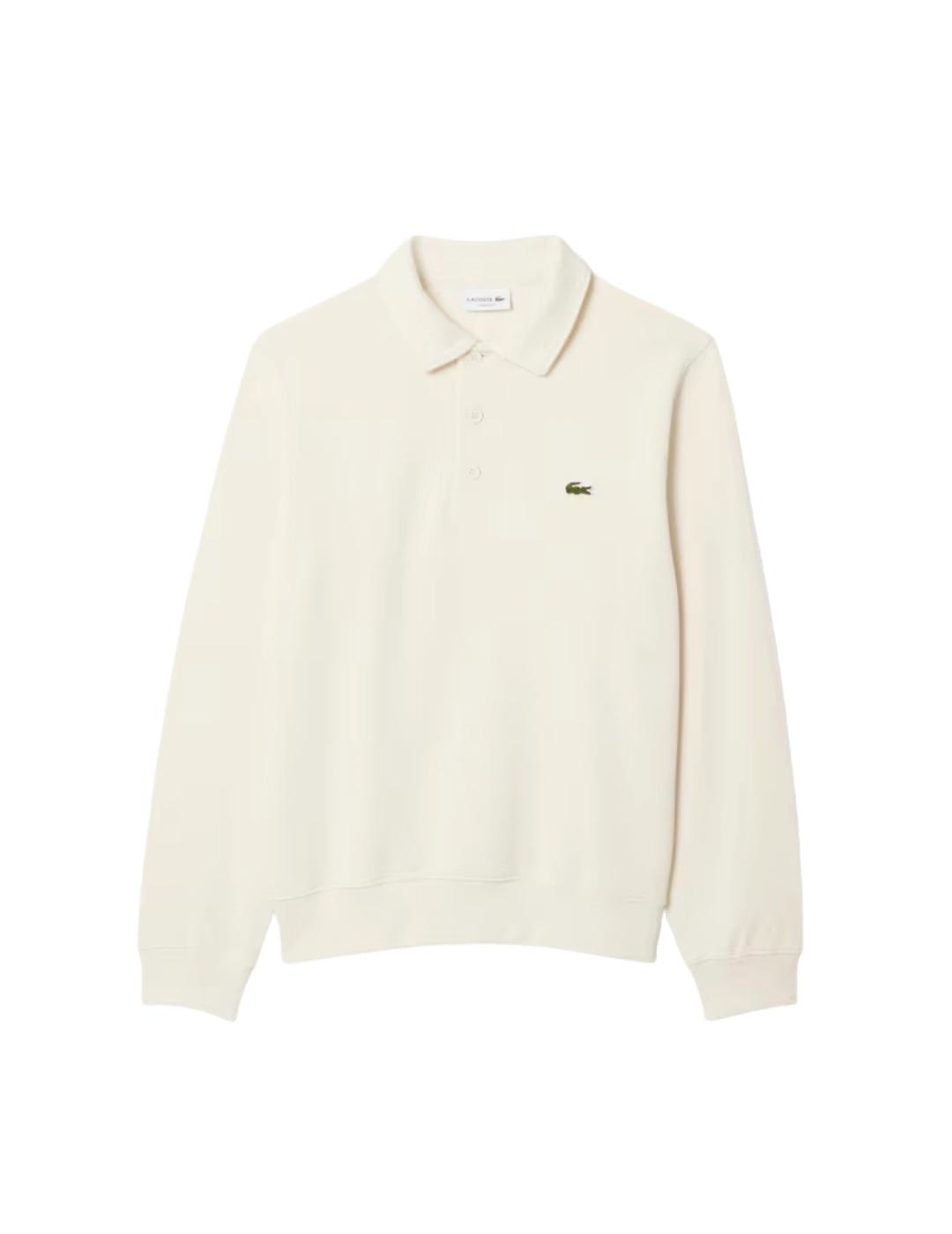 Lacoste Sudadera cuello polo canalé de algodón