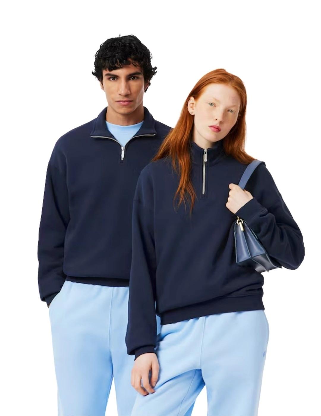 Lacoste Sudadera de felpa gruesa cremallera cuello