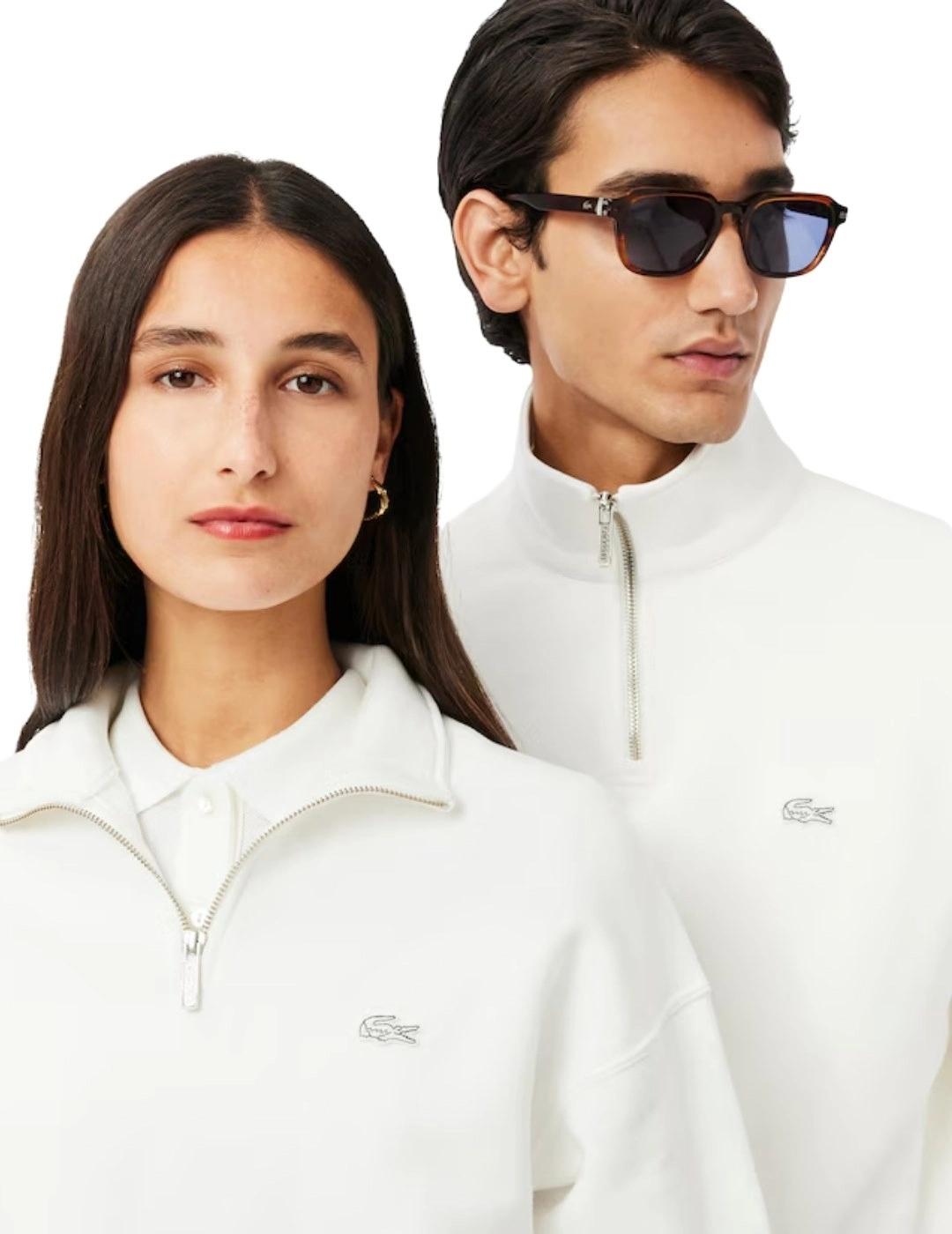 Lacoste Sudadera de felpa gruesa cremallera cuello