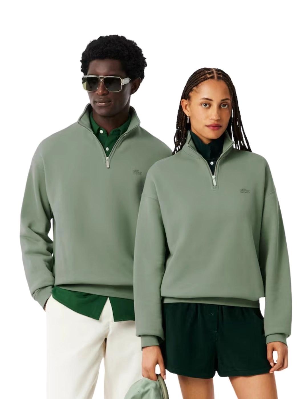 Lacoste Sudadera de felpa gruesa cremallera cuello