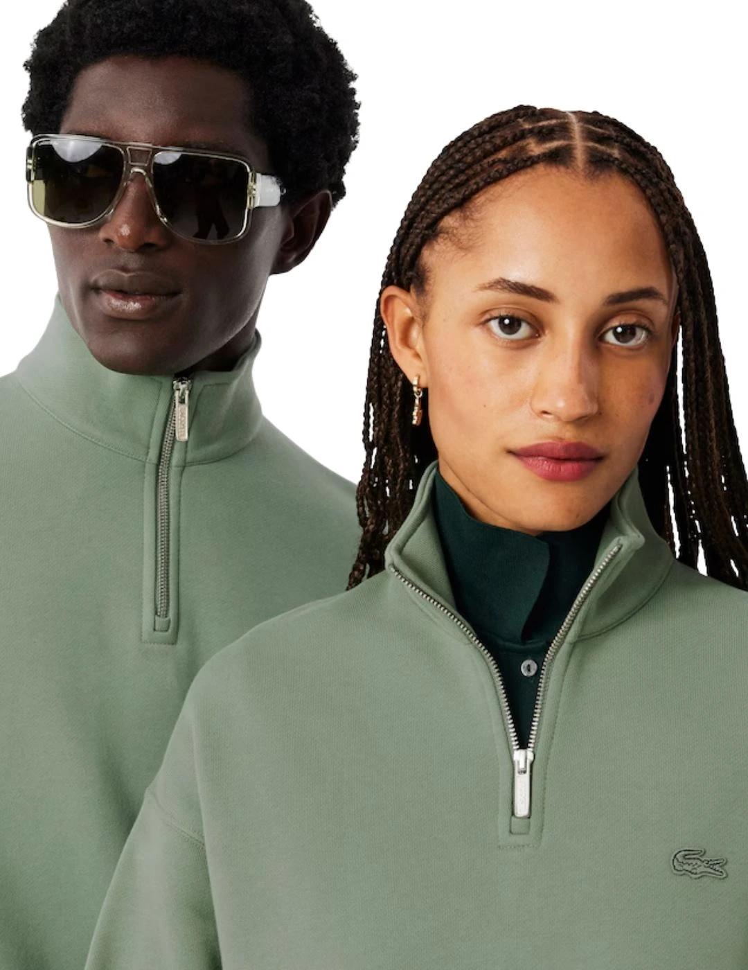 Lacoste Sudadera de felpa gruesa cremallera cuello