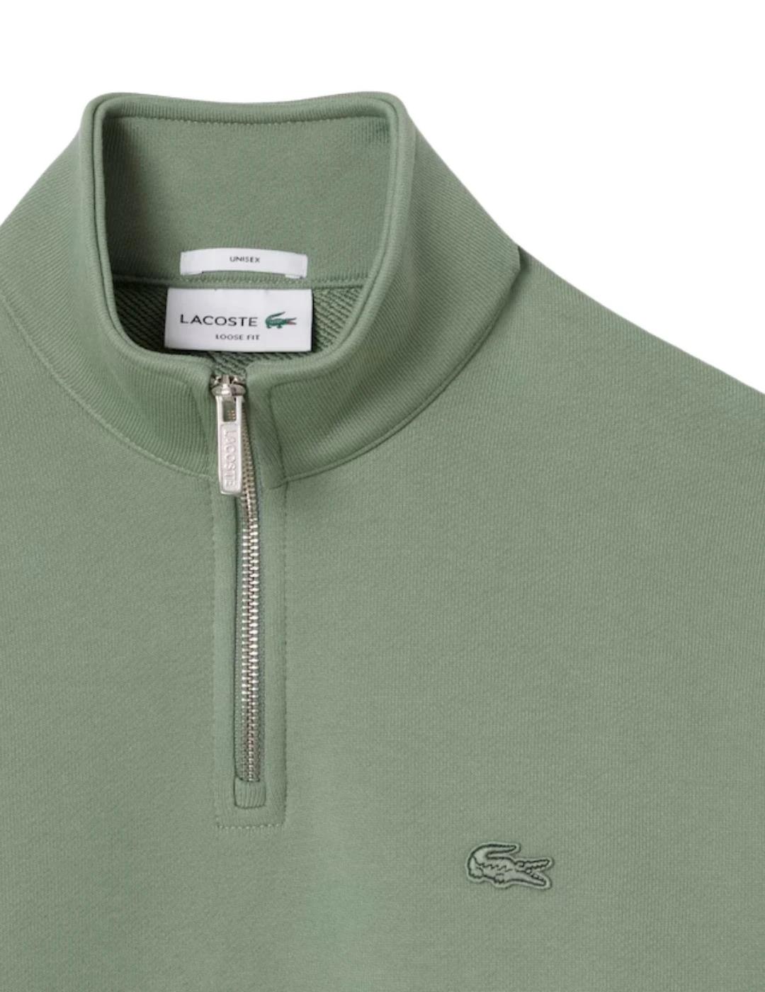 Lacoste Sudadera de felpa gruesa cremallera cuello