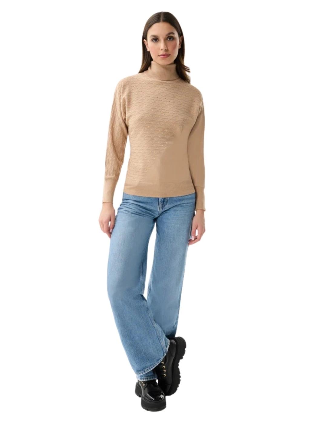 Leo & Ugo Jersey cuello alto Beige