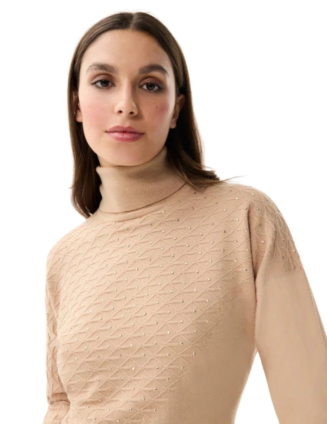 Leo & Ugo Jersey cuello alto Beige