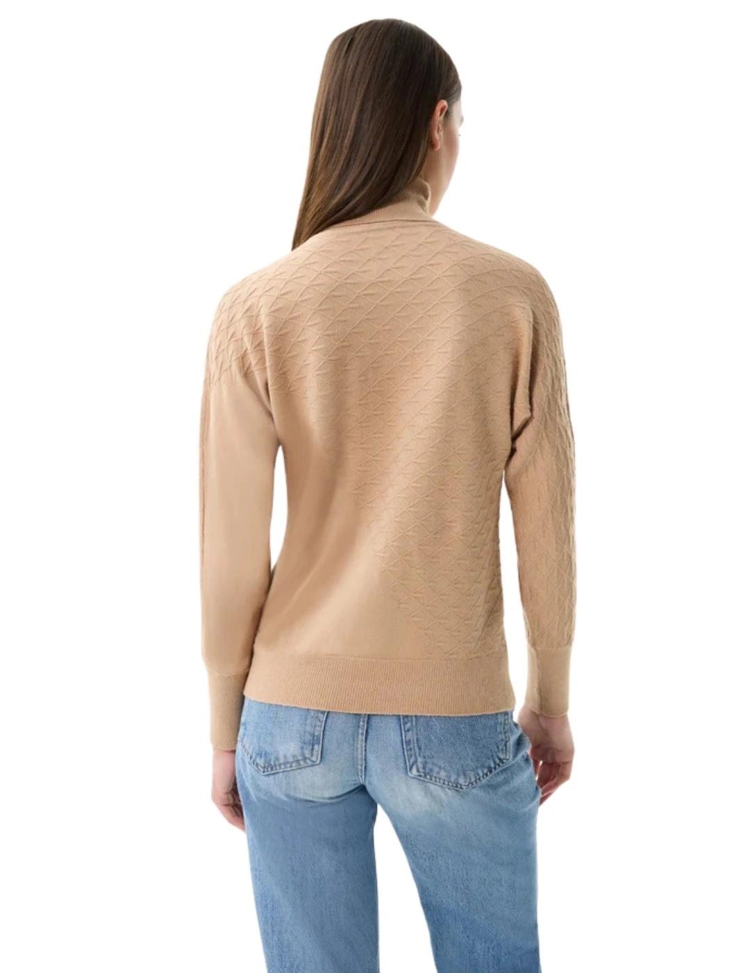 Leo & Ugo Jersey cuello alto Beige