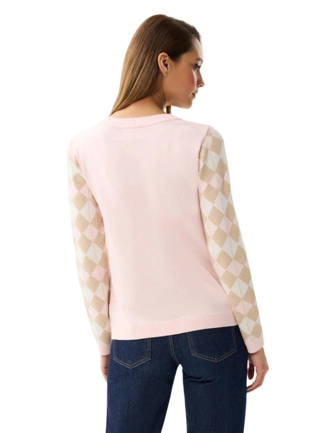 Leo & Ugo Jersey rombos rosa y beige