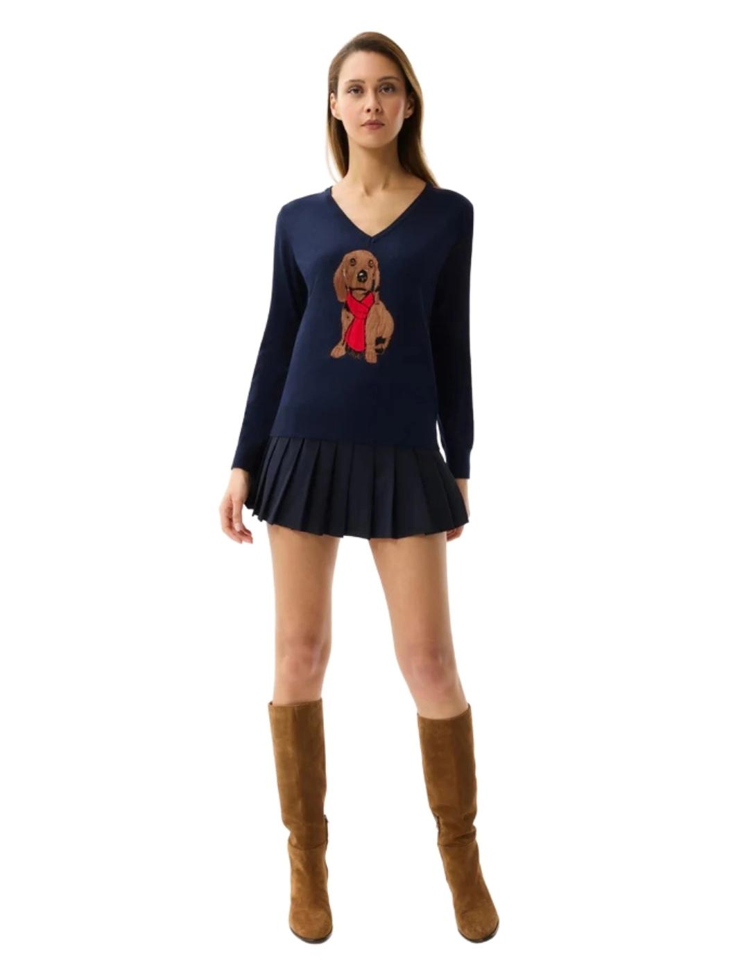 Leo & Ugo Jersey azul marino perro salchicha