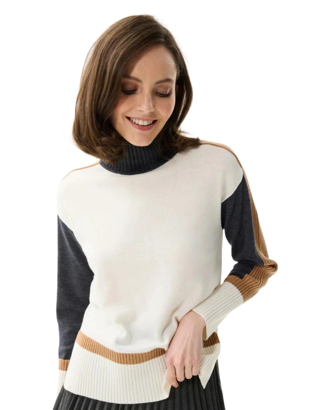 Leo & Ugo Jersey Blanco, beige y gris