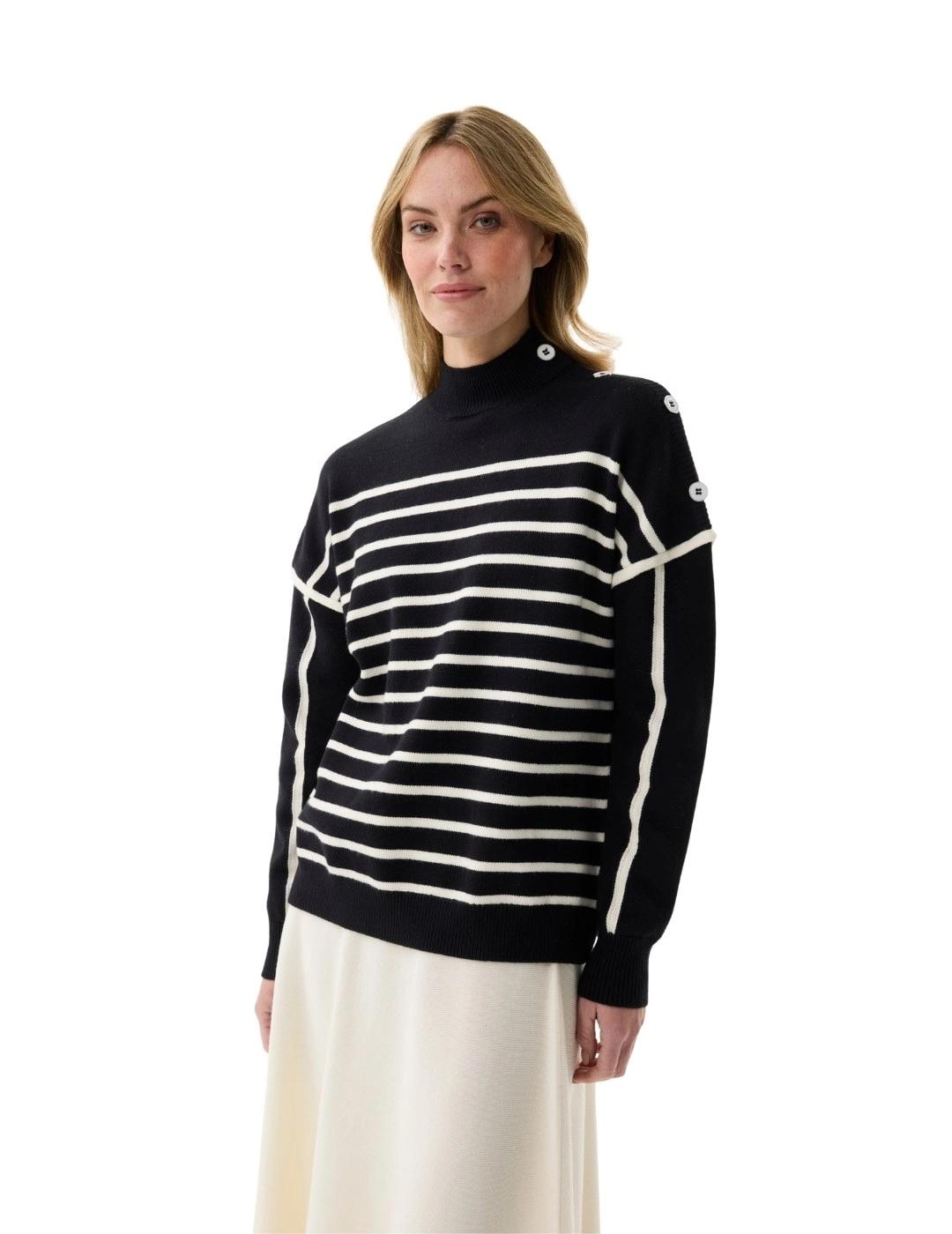 Leo & Ugo Jersey negro rayas blancas