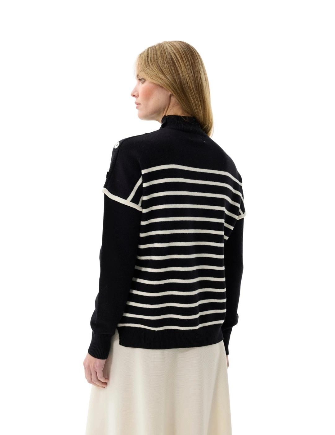 Leo & Ugo Jersey negro rayas blancas