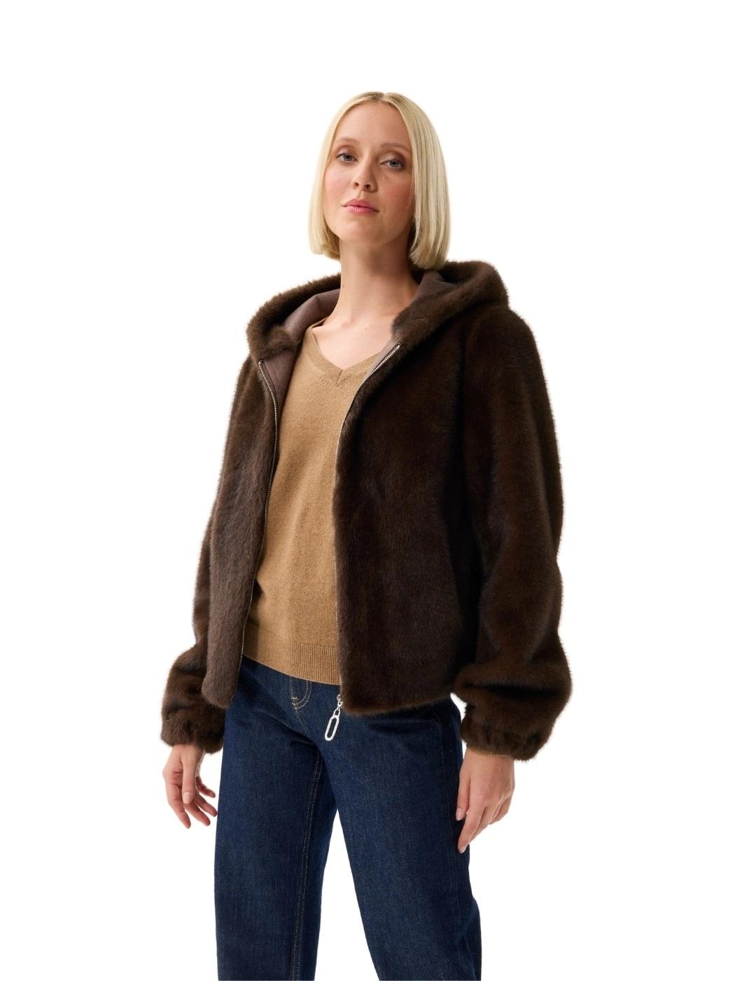 Leo & Ugo Chaqueta de pelo marrón Reversible