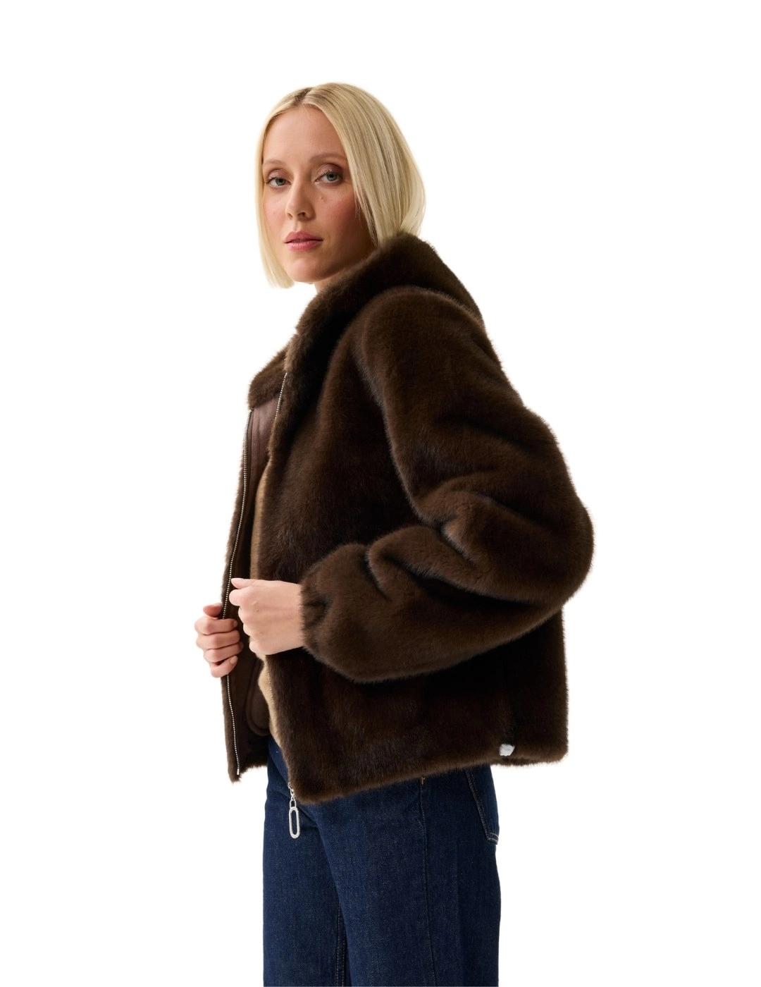 Leo & Ugo Chaqueta de pelo marrón Reversible