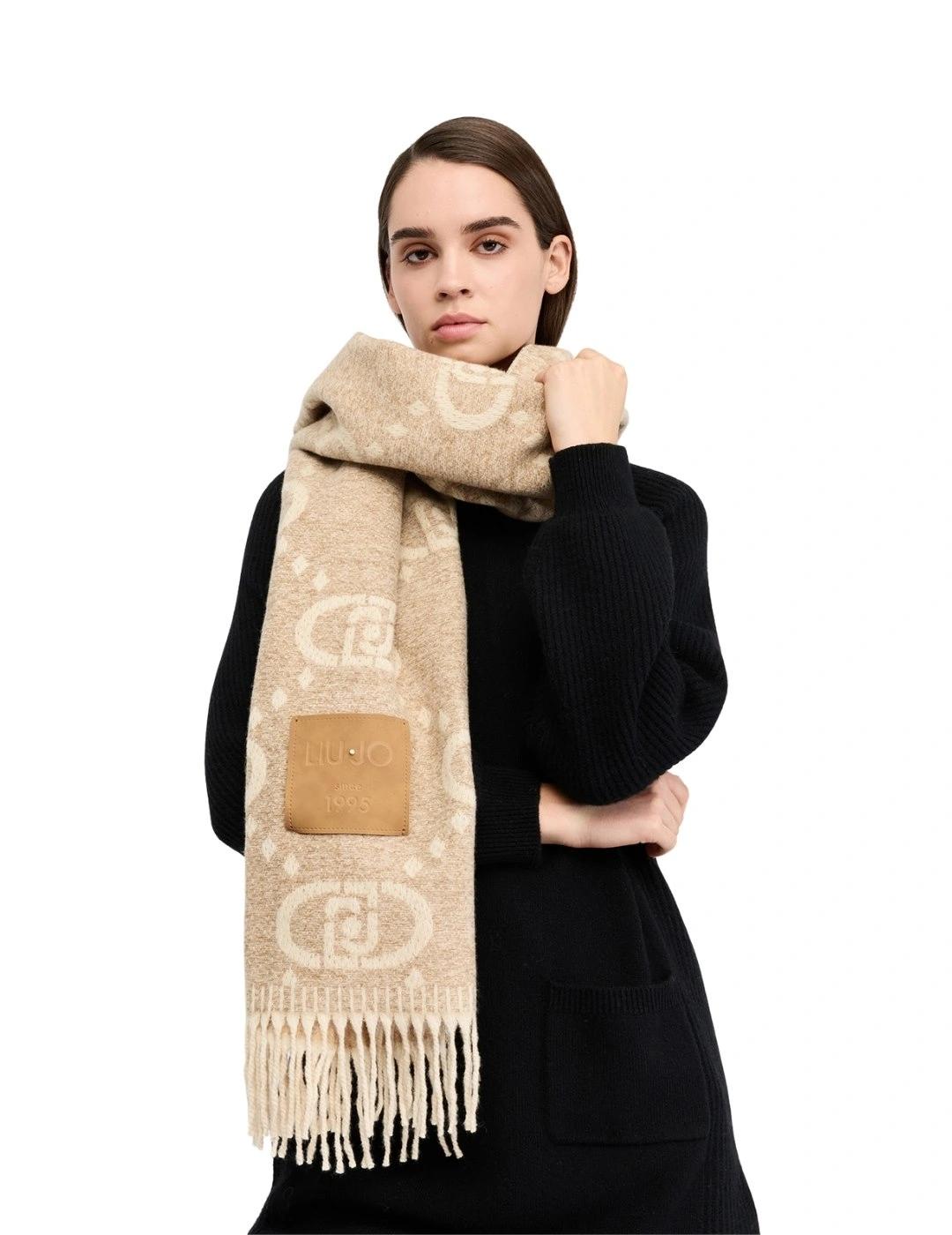 Liujo Estola con logotipo jacquard Beige