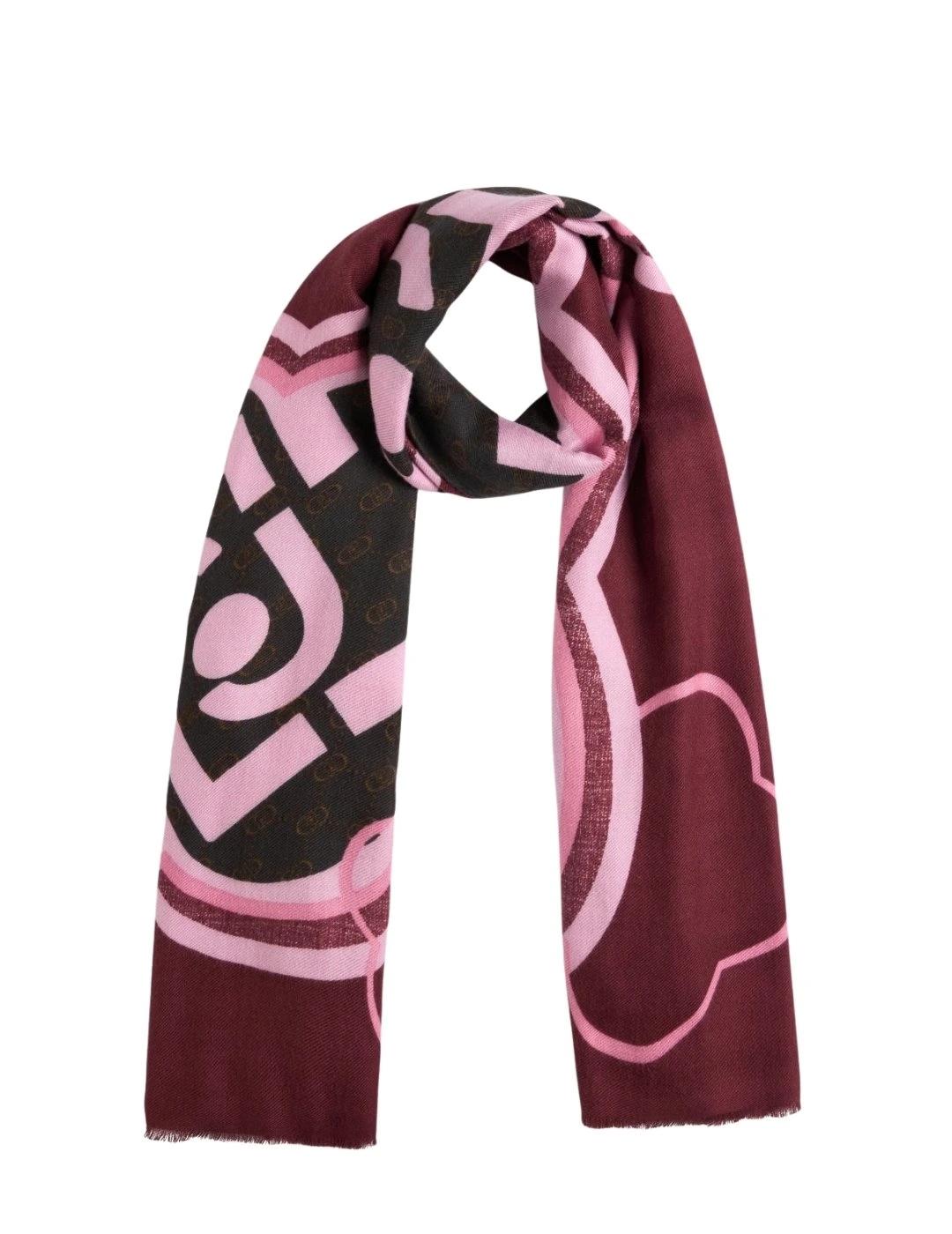 Liujo Pañuelo con logo Granate y rosa