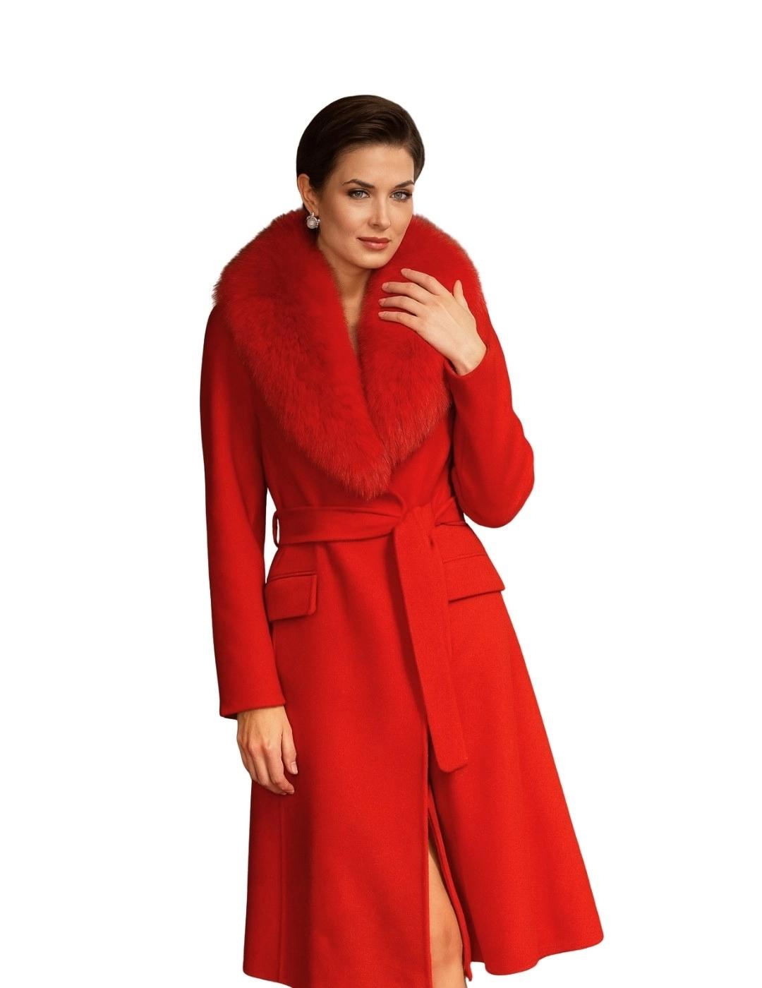 Locoluxo Abrigo Rojo con cuello de pelo