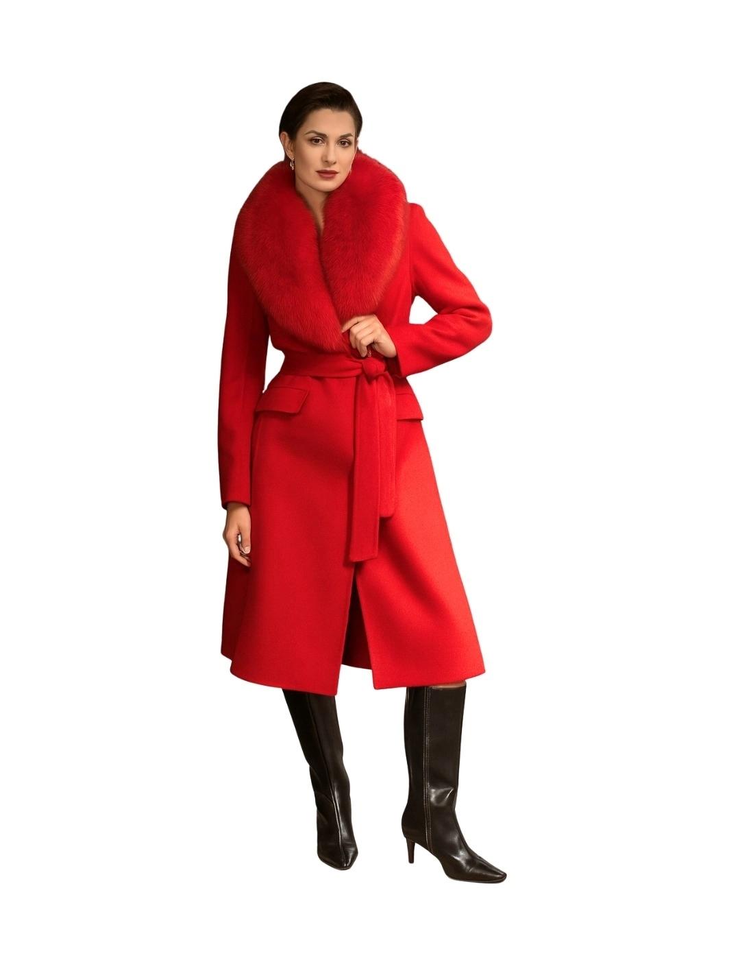 Locoluxo Abrigo Rojo con cuello de pelo