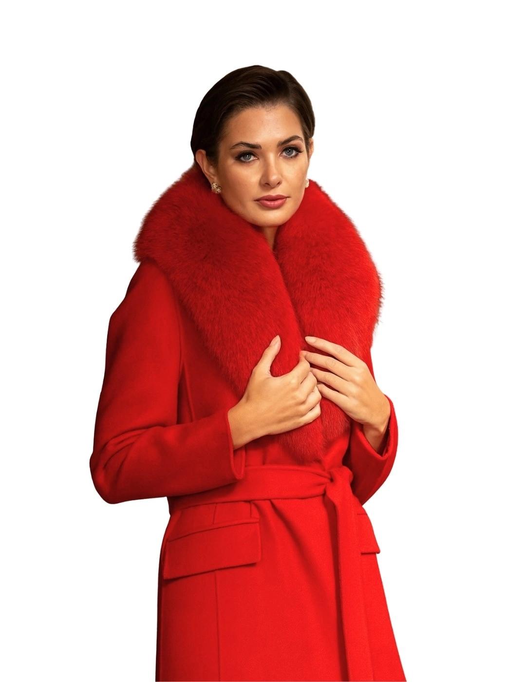 Locoluxo Abrigo Rojo con cuello de pelo