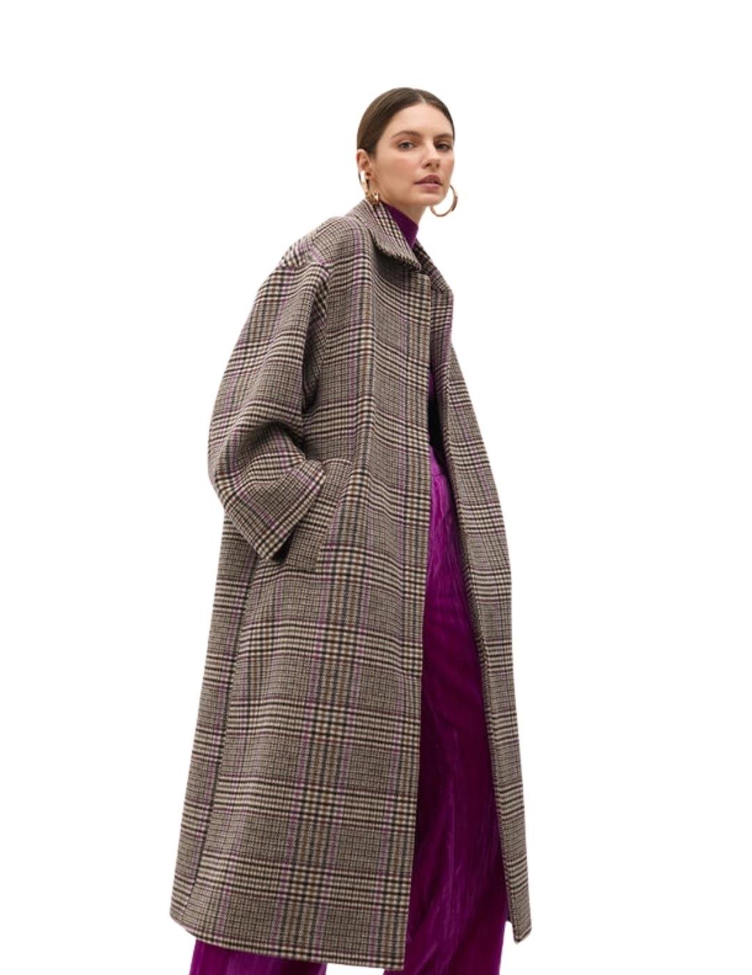 Lola Casademunt Abrigo De Paño cuadros Marrón Negr