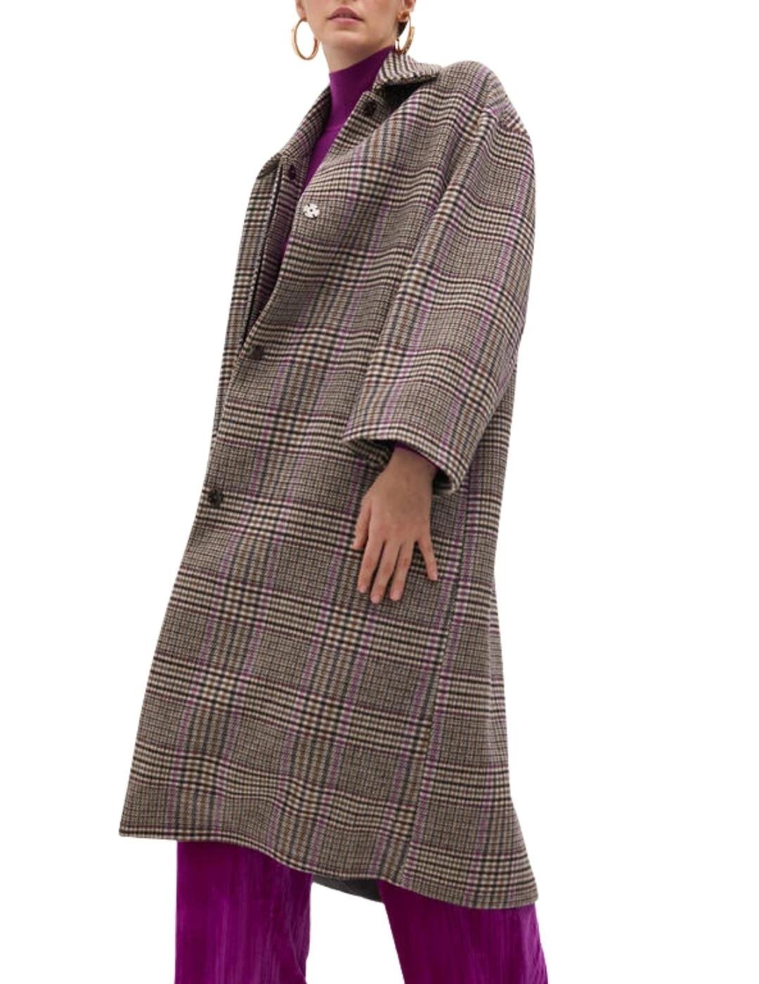 Lola Casademunt Abrigo De Paño cuadros Marrón Negr