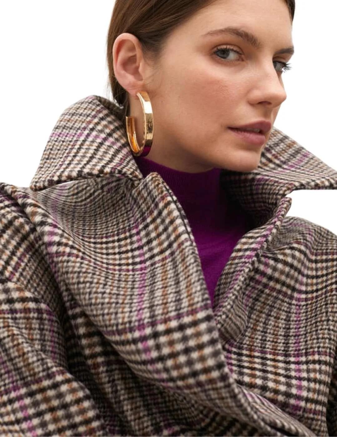 Lola Casademunt Abrigo De Paño cuadros Marrón Negr