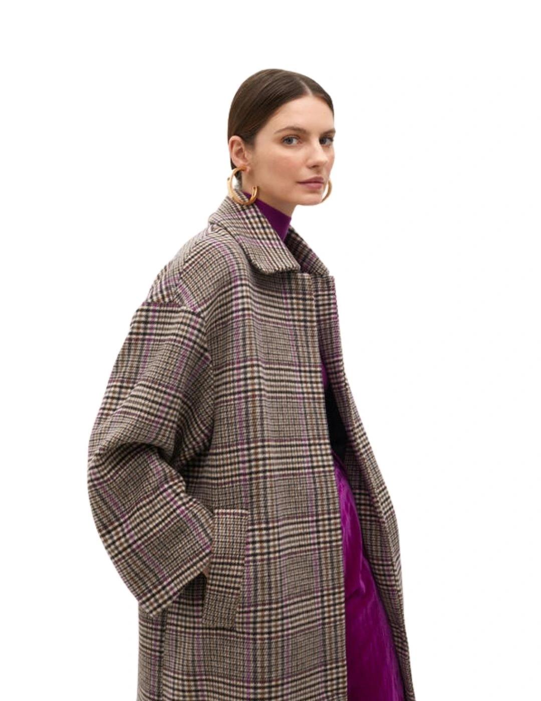 Lola Casademunt Abrigo De Paño cuadros Marrón Negr