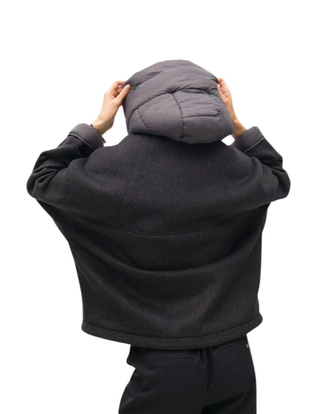 Lola Casademunt Abrigo Corto Bimateria Gris