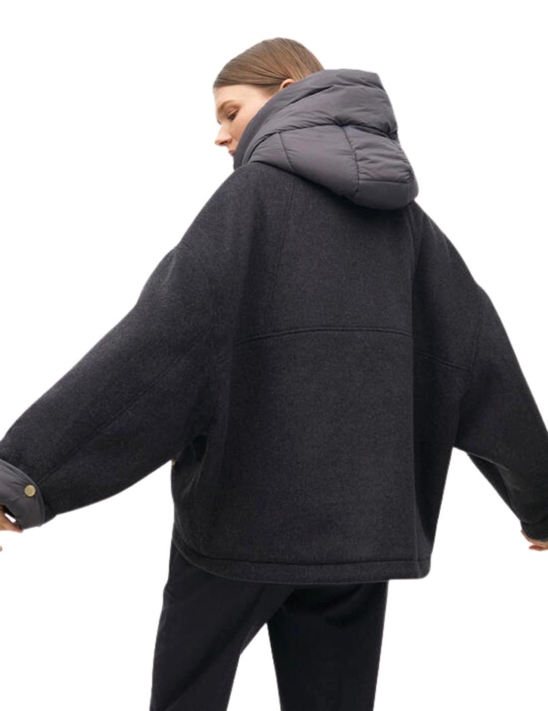 Lola Casademunt Abrigo Corto Bimateria Gris